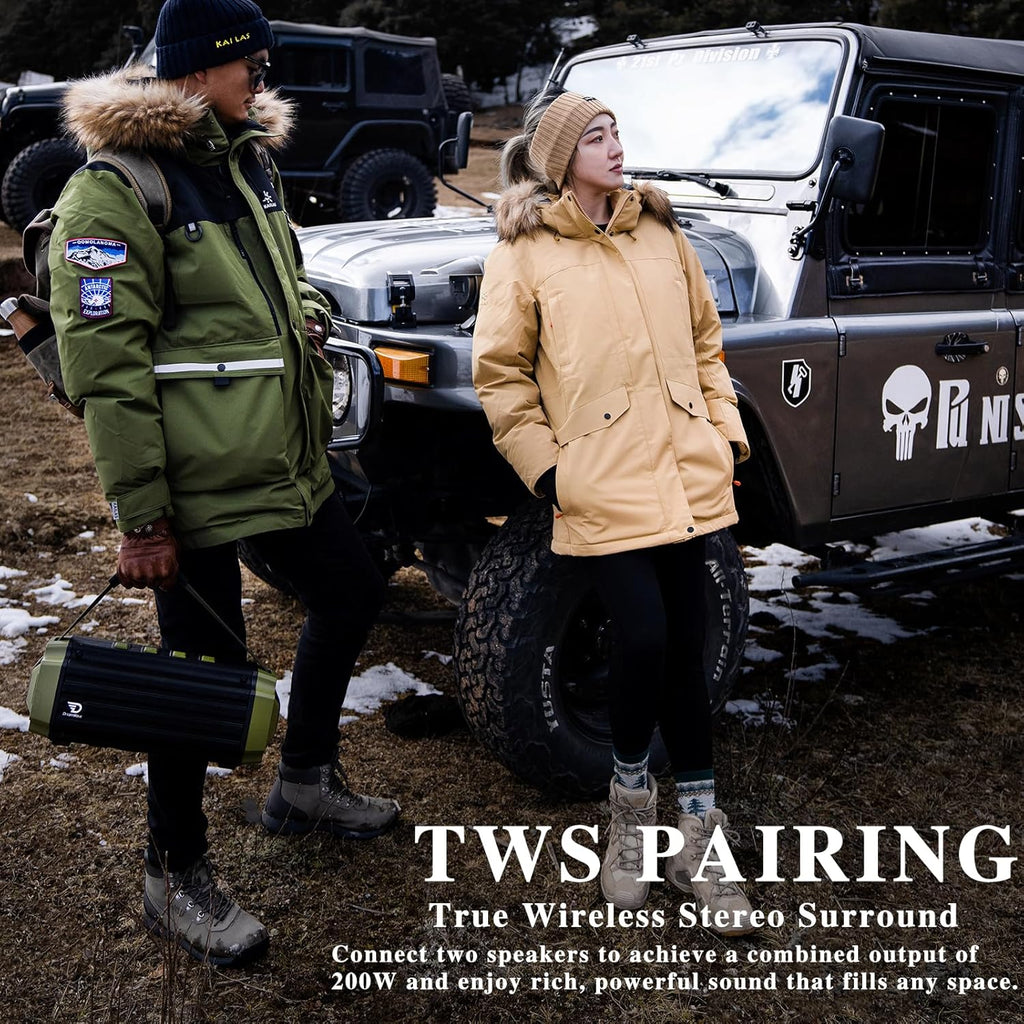 Dreamwave Tremor III Outdoor Bluetooth Speaker, 100W 107dB Loud, HiFi Sound, deep bass, Loud Stereo, IP66 Waterproof and Shockproof, Portable Wireless, Perfect for Camping, Backyard