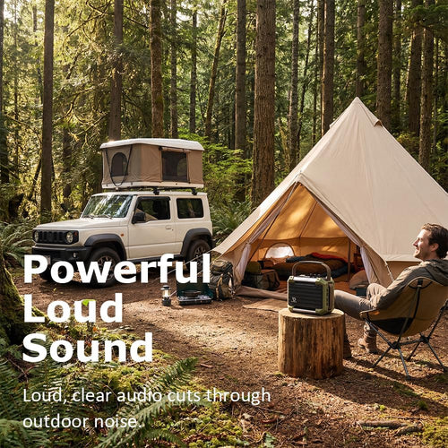 Dreamwave Rockstar Mini Outdoor Speaker, 40W 102dB Loud, 29H Playtime, IP66 Waterproof and Dustproof, Karaoke Ready, Portable Bluetooth Wireless, Immersive Bass, Party Sound Source（Military Green）