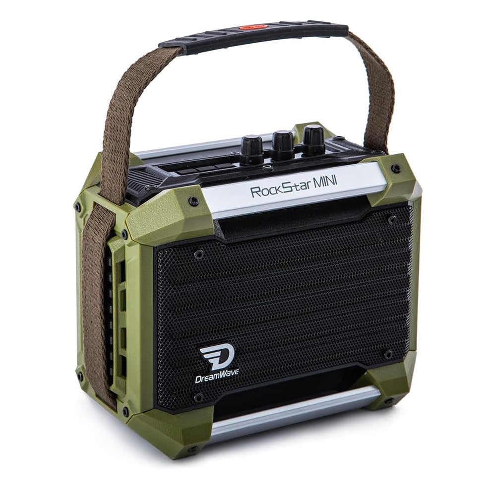 Dreamwave Rockstar Mini Outdoor Speaker, 40W 102dB Loud, 29H Playtime, IP66 Waterproof and Dustproof, Karaoke Ready, Portable Bluetooth Wireless, Immersive Bass, Party Sound Source（Military Green）
